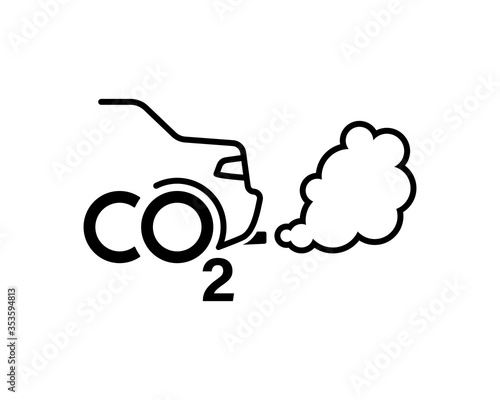 Smoke from a car exhaust pipe emitting carbon dioxide Co2. Air pollution vector icon.