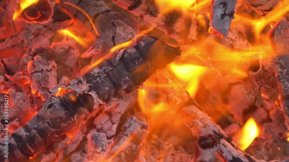Fire Is Burning In The Fireplace in 4K slow motion 60fps Fire Is Burning In The Fireplace in 4K slow motion 60fps