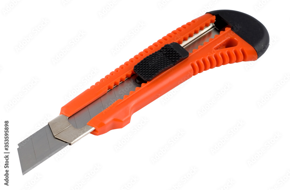 red construction knife isolated on white background red construction knife isolated on white background
