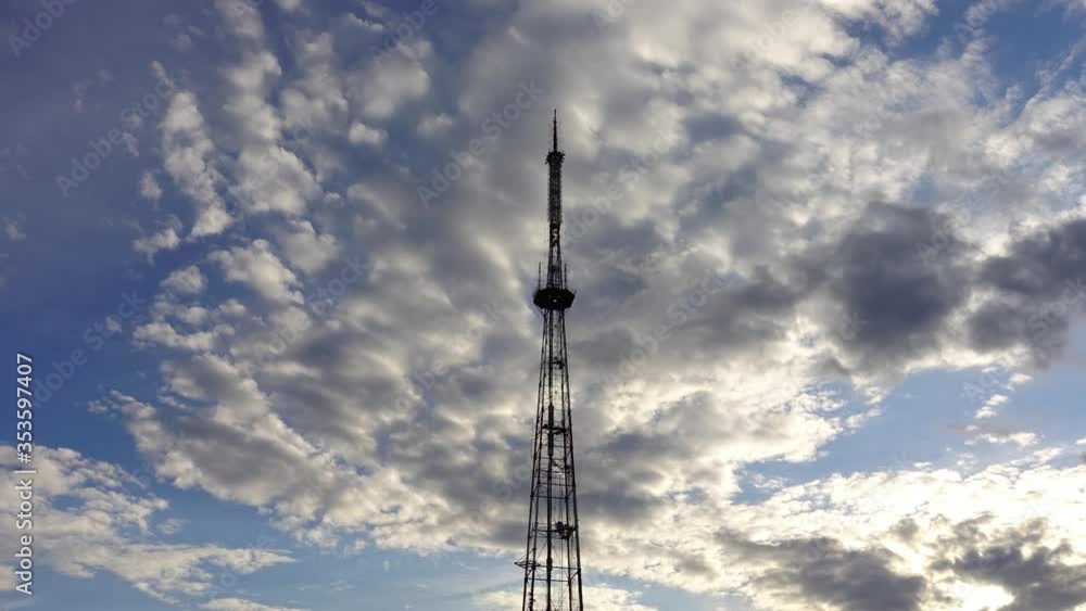 A TV tower amid the clouds. Shooting of time lapse. A TV tower amid the clouds. Shooting of time lapse.