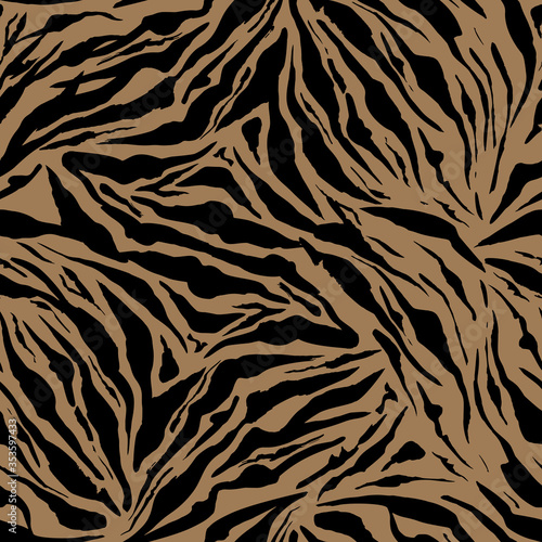 Beige Safari pattern background  tiger animal skin print  vector seamless design. African safari leopard animal fur pattern with black spots background  modern decoration