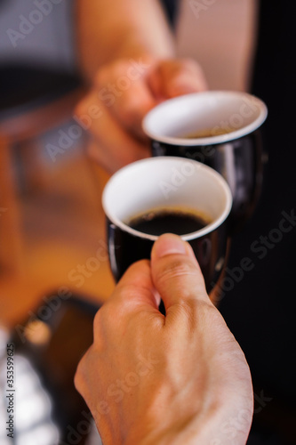 Drip Coffee with a black coffee mugs.