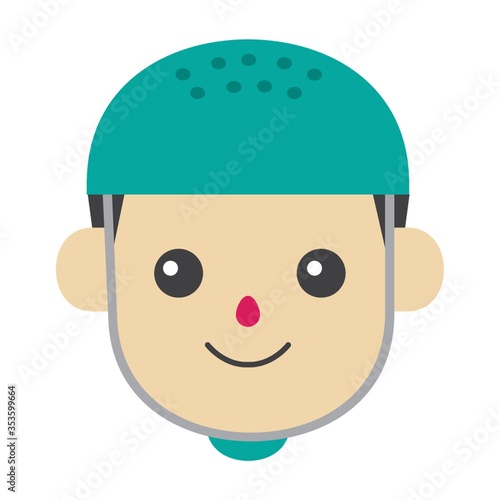 Boy wearing helmet