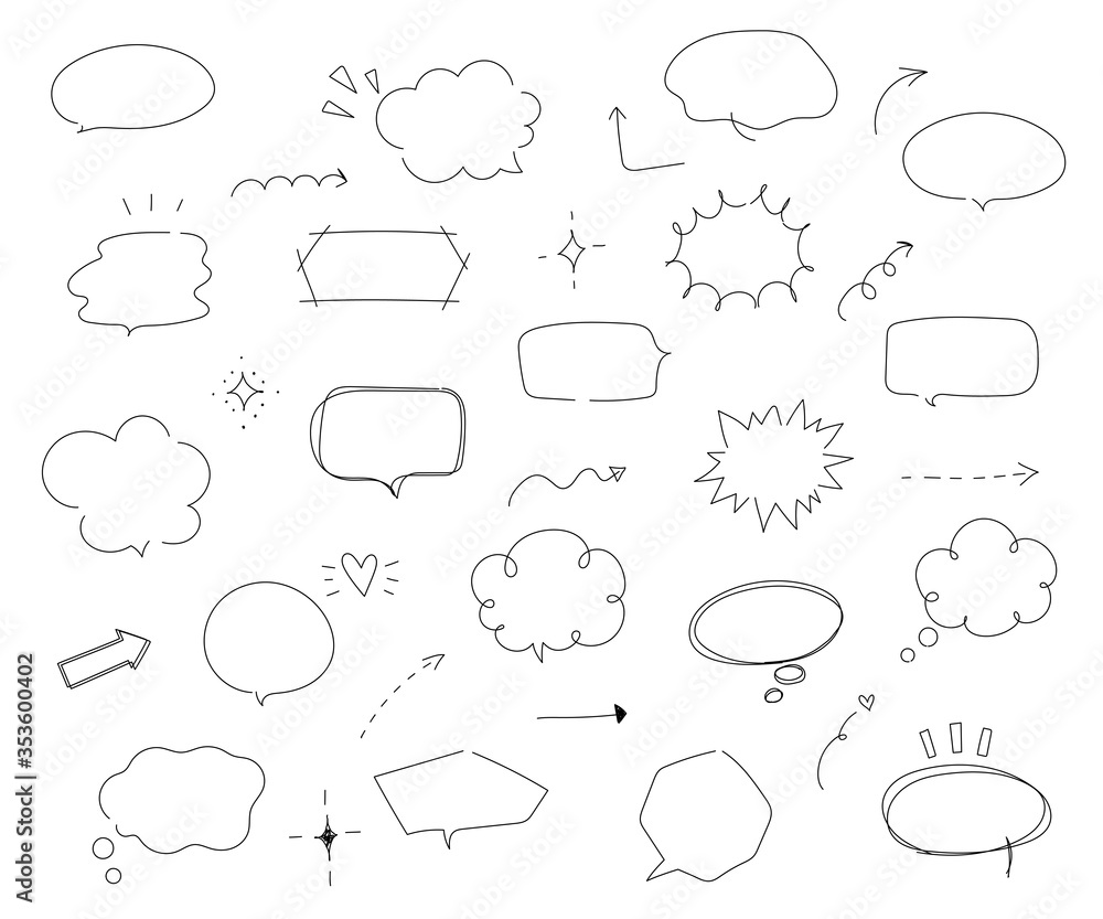 Vettoriale Stock シンプルでおしゃれな手書きの吹き出し イラスト ふきだし Adobe Stock