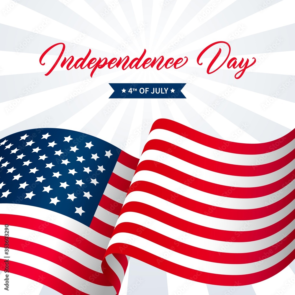 United States Independence Day greeting card design. Modern handwritten text. Independence Day 4th of July hand drawn lettering on background with flag. United States Independence Day greeting card design. Modern handwritten text. Independence Day 4th of July hand drawn lettering on background with flag.