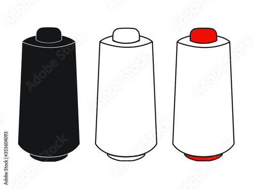 Ilustración de bobinas de hilo, vector, blanco y negro