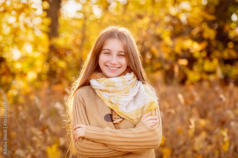 Funny girl with autumn leaf Funny girl with autumn leaf