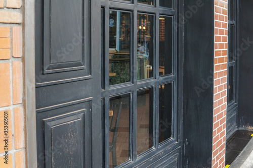 Retro black wooden window frame