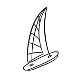 Sailboat. A simple sketch drawn by hand.Summer vector illustration in Doodle  style. Isolated object on a white background. For the design of icons, logos, and children's coloring books.
