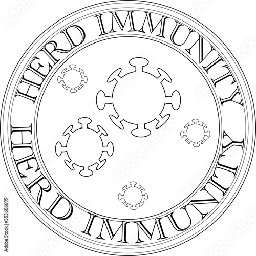 Herd Immunity Sign and logo in black and white line art for advertisements, banners and brochures