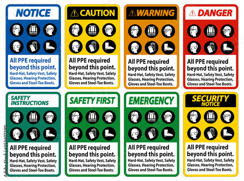  PPE Required Beyond This Point. Hard Hat, Safety Vest, Safety Glasses, Hearing Protection