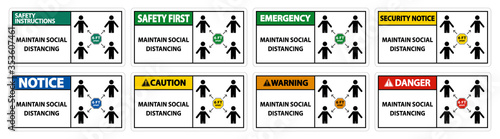 Maintain social distancing, stay 6ft apart sign,coronavirus COVID-19 Sign Isolate On White Background,Vector Illustration EPS.10