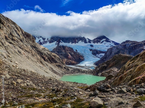 Glacial lake between mountains