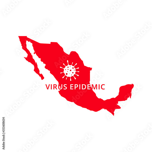 Mexico Virus Epidemic country of America, American map illustration, vector isolated on white background