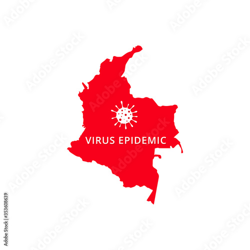 Colombia Virus Epidemic country of America, American map illustration, vector isolated on white background