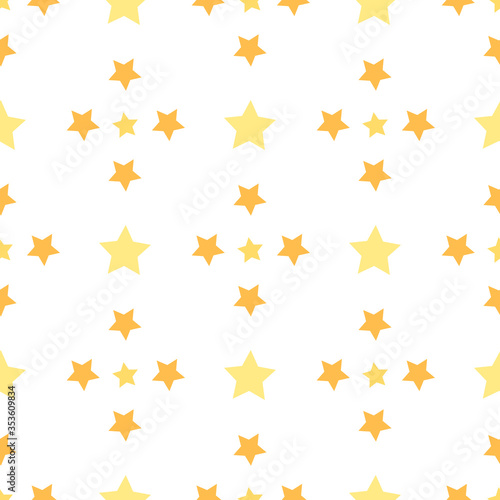 Seamless pattern with yellow stars on white background for fabric, textile, clothes, tablecloth and other things. Vector image.