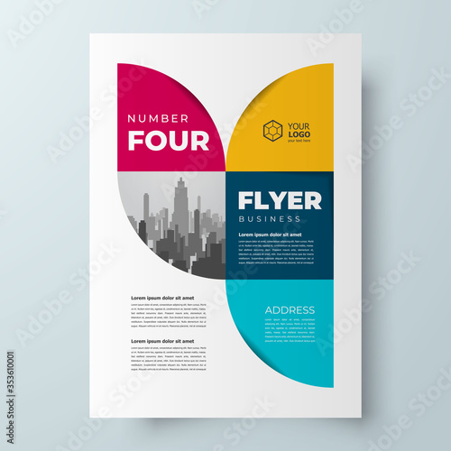Flyer Four number theme design template cover