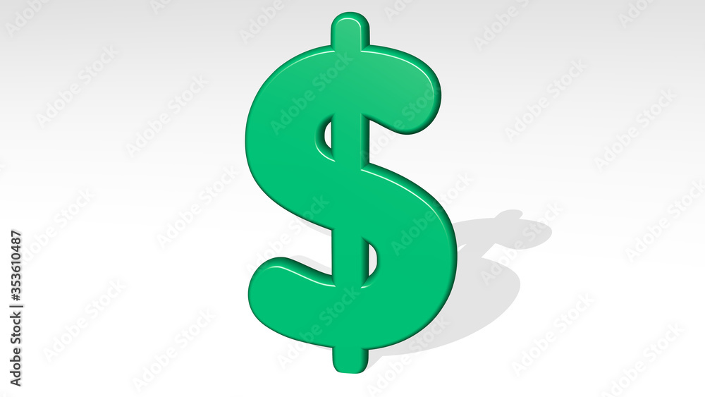dollar sign made by 3D illustration of a shiny metallic sculpture on a wall with light background dollar sign made by 3D illustration of a shiny metallic sculpture on a wall with light background