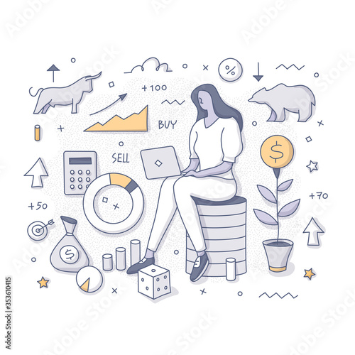 Investing in Stock Market Doodle Concept