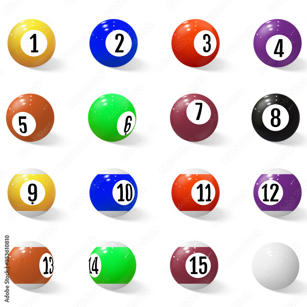 Billiard, pool or snooker balls with numbers. Billiard, pool or snooker balls with numbers.