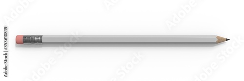 White blank pencil mockup. 3d render isolated