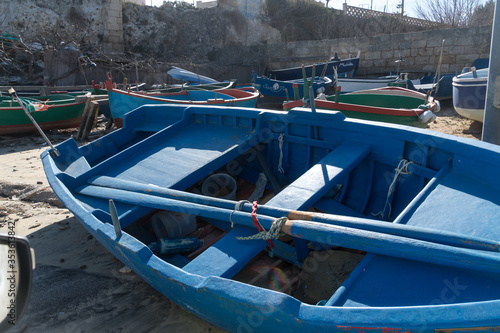 Empty fishing boat at the seaside