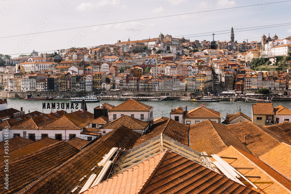 Porto/Portugal-06.18.2019: beautiful view on sunny Porto, Portugal 