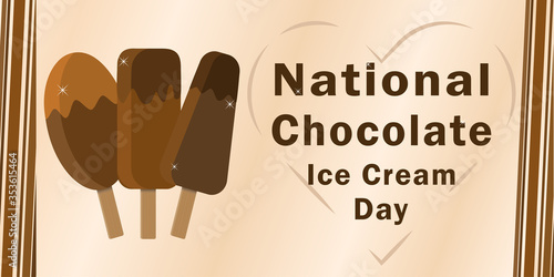 National Chocolate Ice Cream Day is traditionally celebrated on the summer of June 7, the feast of a cold, delicious dessert. All elements are isolated.
