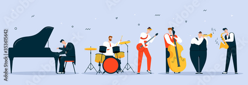 Vector character illustration of jazz band perform music © dmitrymoi