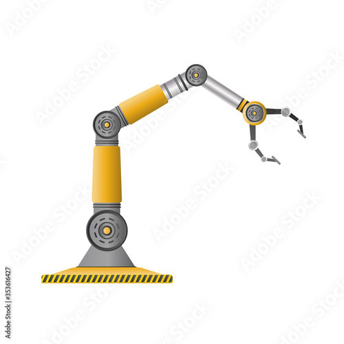 A mechanical robot with a tentacle. Industrial robot manipulator. Modern industrial technology. Appliances for manufacturing plants. Isolated. Vector.