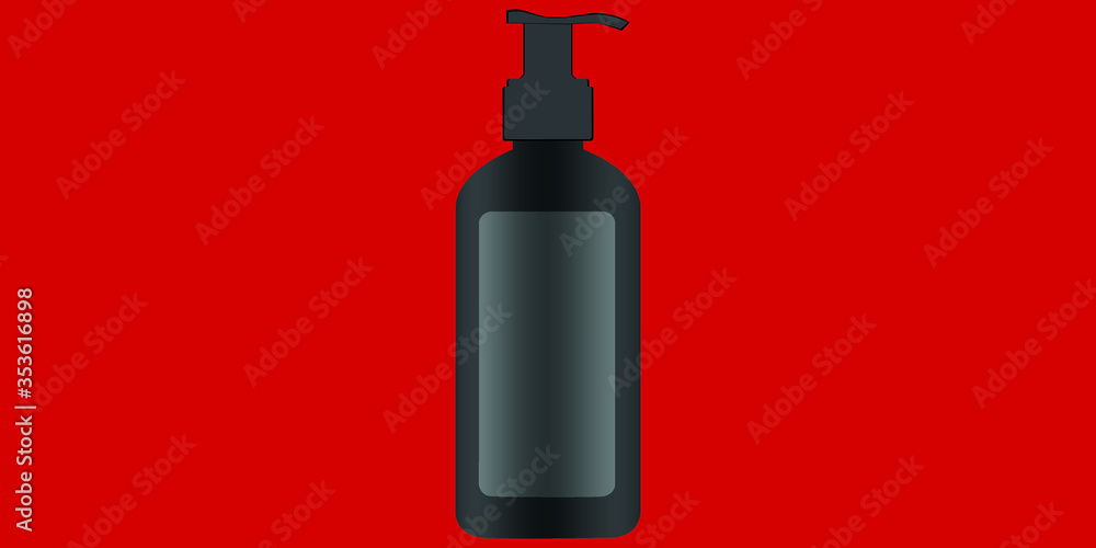 black liquid soap bottle vector drawing