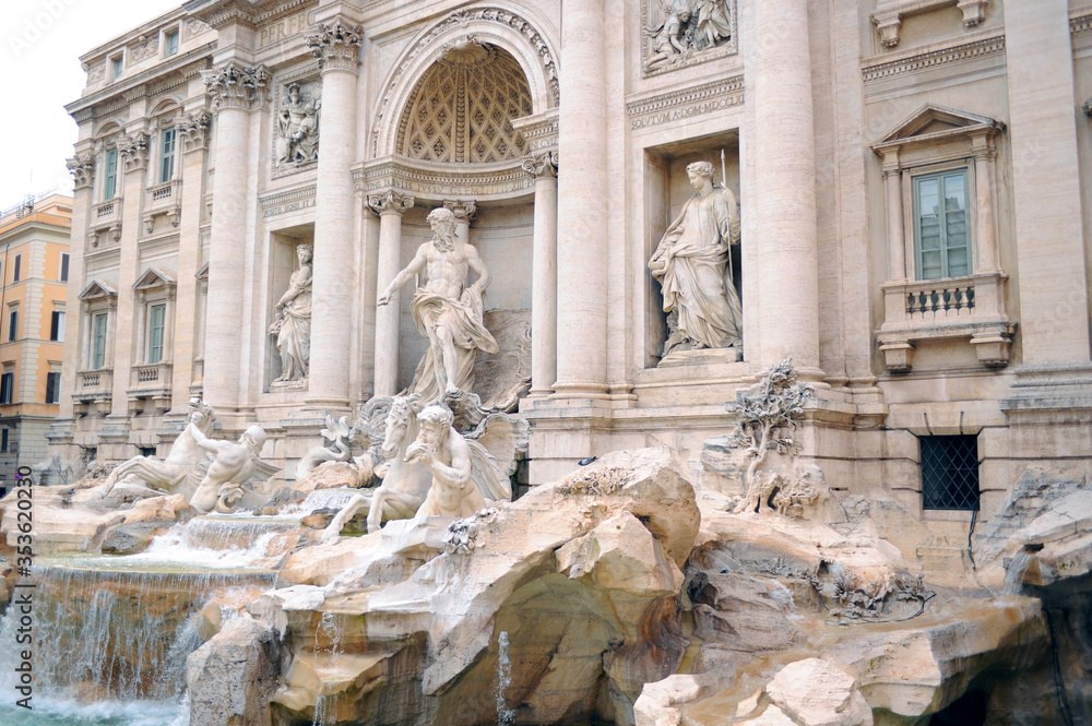 The most popular fountain in Rome in Italy - Trevi
