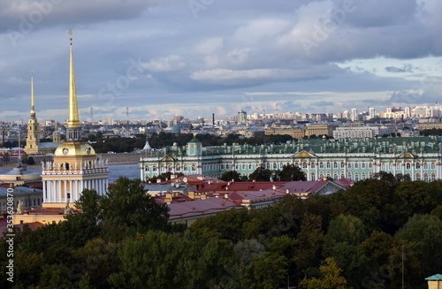 View of historicak city center of Saint-Petersburg, Russia, from the collonade of Saint Isaacs Cathedral. Color photo. © Ekaterina Bykova