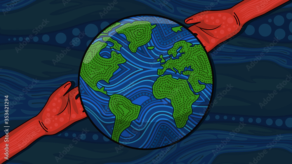 Aboriginal dot art painting depicting save the planet Stock Vector ...