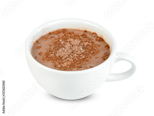 hot chocolate with coffee cup isolated on white background ,include clipping path