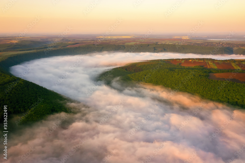 Morning fog over the river in the canyon. Morning fog over the river in the canyon.