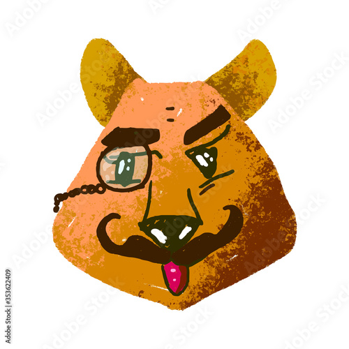Quokka cartoon illustration. Australian animal with mustaches. Vector illustration aristocrat with pince concept.