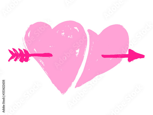 Two hearts pierced with arrow sketch icon for web, mobile and infographics. Hand drawn vector isolated icon.