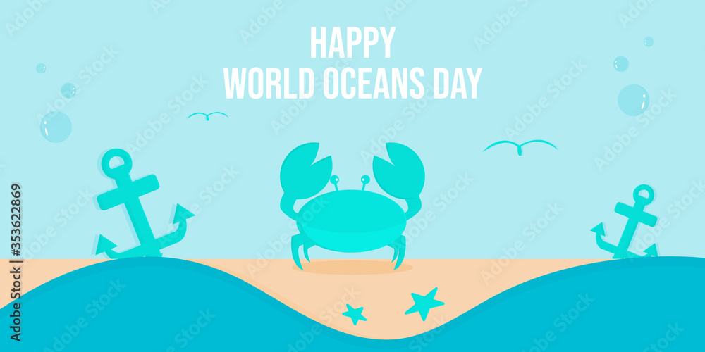 Happy oceans day minimal professional banner Happy oceans day minimal professional banner
