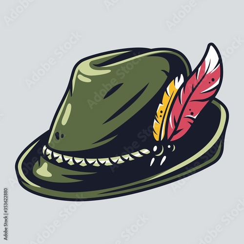 Bavarian oktober fest hat with a feather