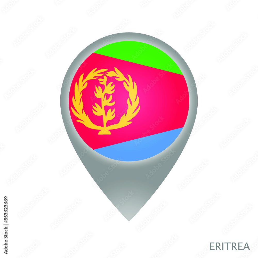 Map pointer with flag of Eritrea. Colorful pointer icon for map. Vector Illustration.