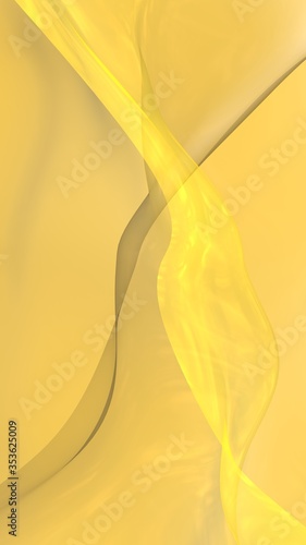 Abstract gold background. Beautiful backdrop with yellow waves. Vertical orientation. 3D illustration