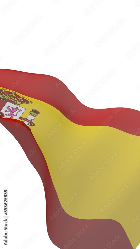 The flag of Spain. Official state symbol of the Kingdom of Spain. Concept: web, sports pages, language courses, travelling, design elements. 3d illustration The flag of Spain. Official state symbol of the Kingdom of Spain. Concept: web, sports pages, language courses, travelling, design elements. 3d illustration