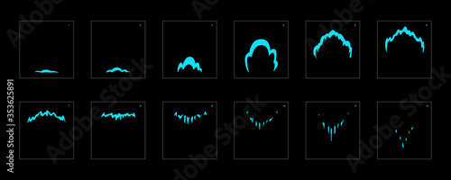 Water explosion effect. Explosion Animation effect. Animation Sprite sheet for games, cartoon or animation. vector style animation effect 1080.