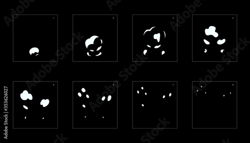 Explosion Smoke effect. Explosion Animation effect. Animation Sprite sheet for games, cartoon or animation. vector style animation effect 1109.