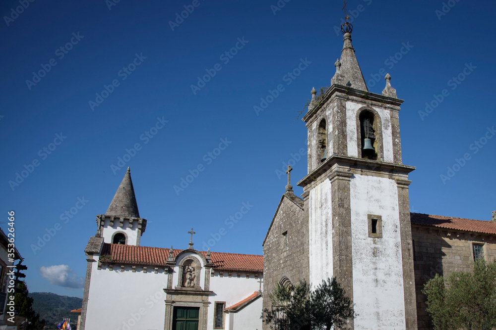 Tower of the Church of Santa Maria de los Angeles in Valença do minho, Portugal, Europe.