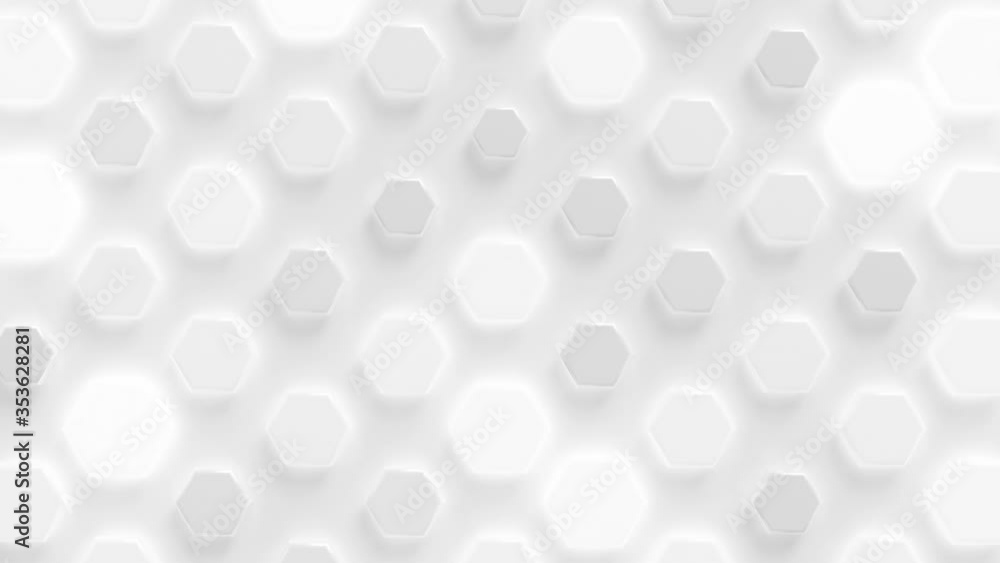 Bright Hexagon Array Loop 1 White: glossy white hexagons flashing over a white plane. Bright modern background. Many individual hexagons moving. Seamless loop. 4K
Bright Hexagon Array Loop 1 White: glossy white hexagons flashing over a white plane. Bright modern background. Many individual hexagons moving. Seamless loop. 4K