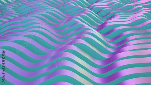 Abstract parametric lava. Neon or color foil. Wave lines background. Modern trend color surface. Futuristic landscape.