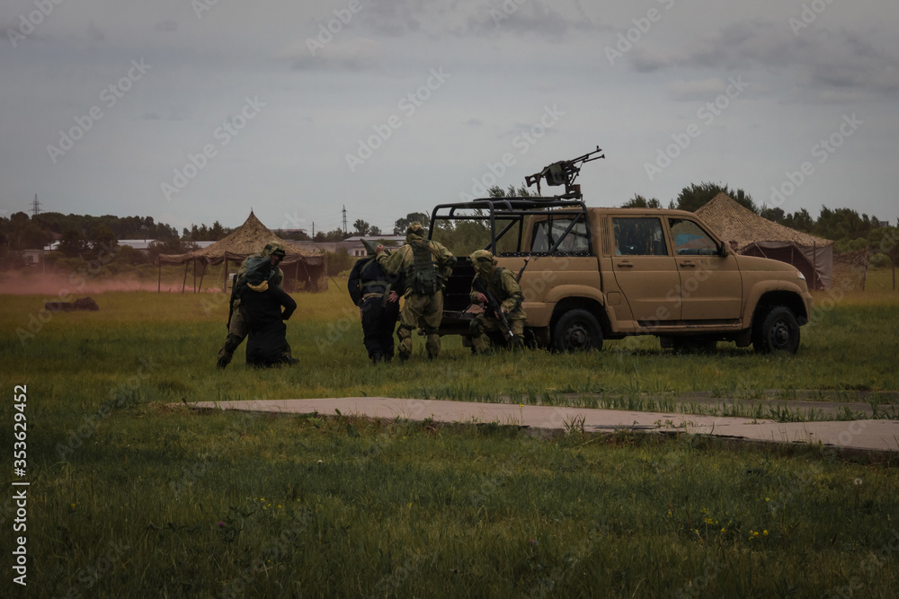 Fototapeta premium Military operation, prisoners.