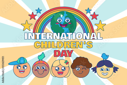 International children day happy kids event banner